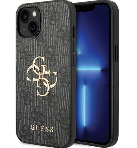 Guess PU Leather 4G Metal Logo Case Защитный Чехол для Apple iPhone 15 (GUHCP15S4GMGGR)