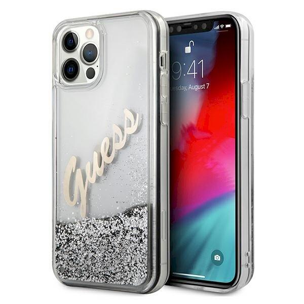 Guess GUHCP12LGLVSSI Glitter Vintage Script Hardcase Защитный чехол для iPhone 12 Pro Max 6,7" / серебристый (GUHCP12LGLVSSI)