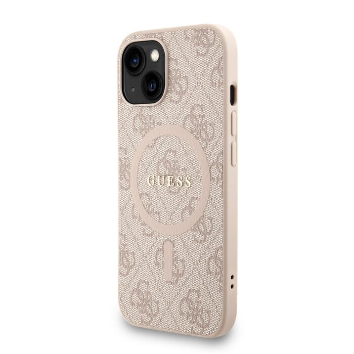 Guess PU Leather 4G Colored Ring Strap MagSafe Case Защитный чехол для iPhone 15 / розовый (GUHMP15SP4GREGSP)