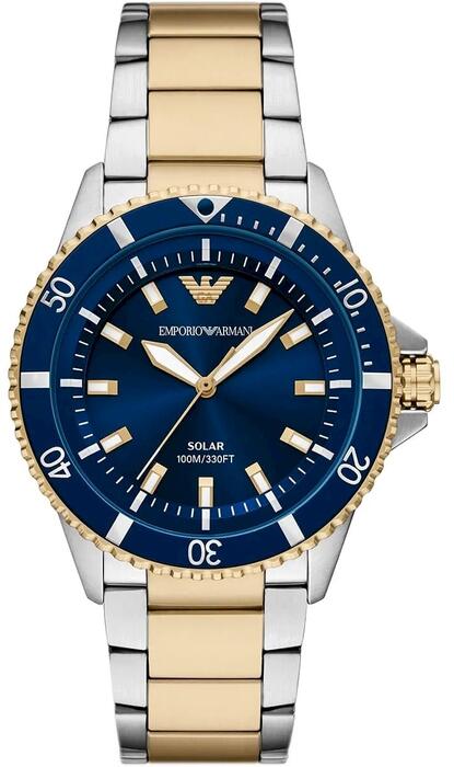 Emporio Armani World Explorer Solar Chronograph Rokas Pulkstenis AR11738 Silver Blue 42mm (AR11738)