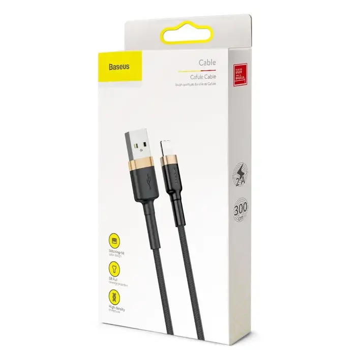 Baseus Cafule USB to Lightning Кабель 2A 3m / золотой-черный (CALKLF-RV1)