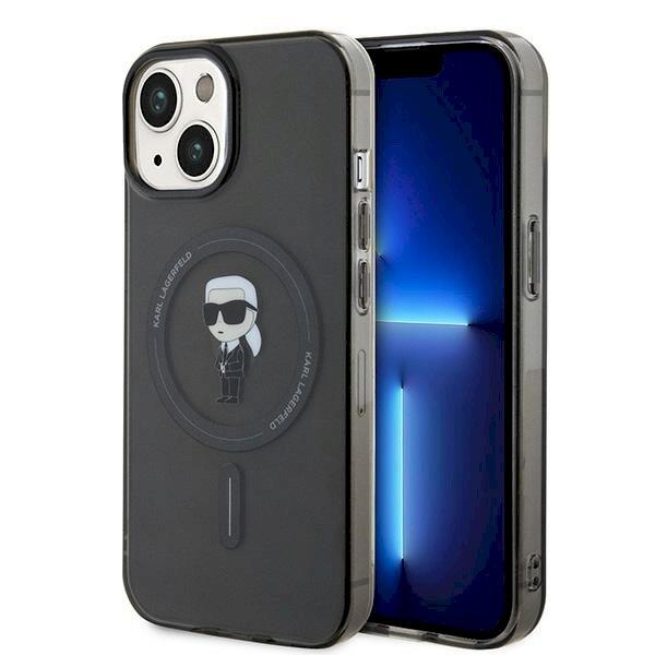 Karl Lagerfeld KLHMP14SHFCKNOK Hardcase IML Ikonik MagSafe Aizsargapvalks priekš iPhone 14/15/13 6.1" / melns (KLHMP14SHFCKNOK)