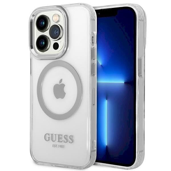 Guess GUHMP14LHTRMS Metal Outline Magsafe Hardcase Защитный чехол для iPhone 14 Pro 6,1" / серебристый (GUHMP14LHTRMS)