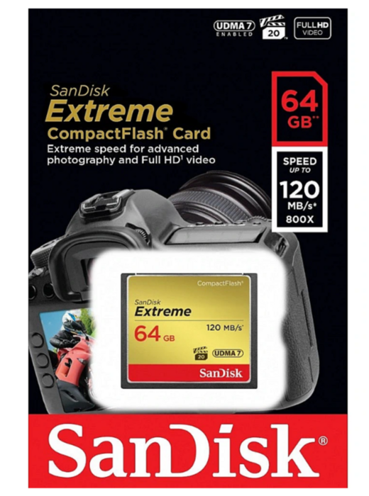 SanDisk CF Extreme Zibatmiņa 64GB (SDCFXSB-064G-G46)