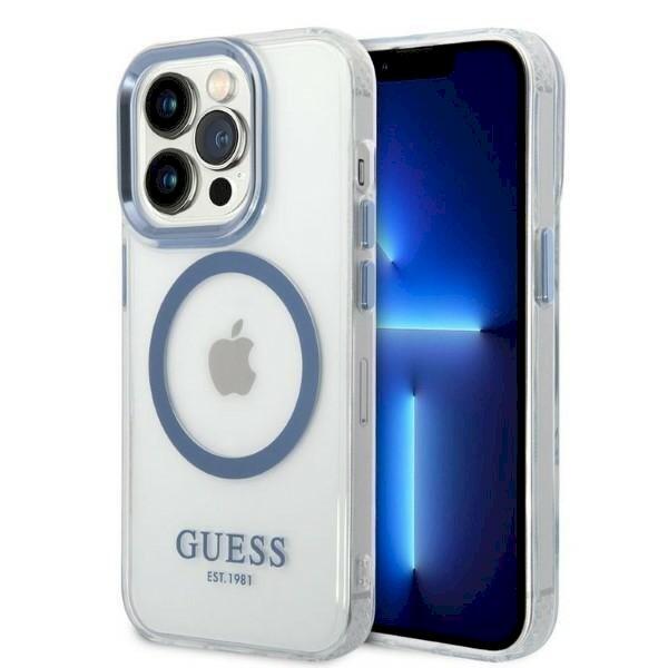 Guess GUHMP14LHTRMB Metal Outline Magsafe Hard Case Защитный чехол для iPhone 14 Pro 6,1" / синий (GUHMP14LHTRMB)