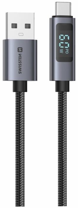 Swissten LCD Kabelis USB - USB-C