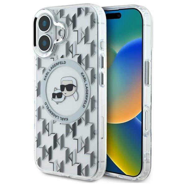 Karl Lagerfeld Hard IML Monogram Karl&Choupette Head MagSafe Case Чехол для Apple iPhone 16 (KLHMP16SHMCKMHT)
