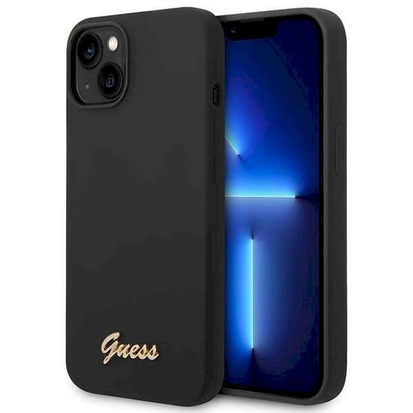 Guess GUHCP14MSLSMK Silicone Vintage Gold Logo Защитный чехол для iPhone 14 Plus / 15 Plus 6.7" / чёрный (GUHCP14MSLSMK)