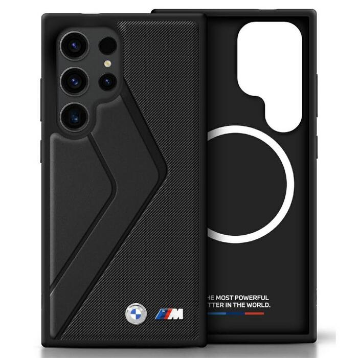 Etui BMW Leather Oversized Stripes MagSafe Чехол для Samsung Galaxy S25 Ultra (BMHMS25L24PUOCSK)