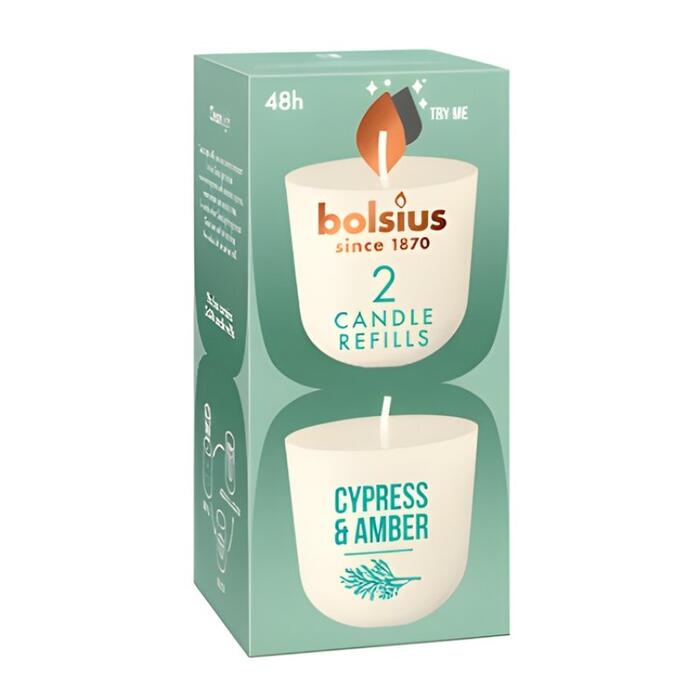 Bolsius CleanLight Uzpildes Sveces 2gab Cypress&Amber (37030501)