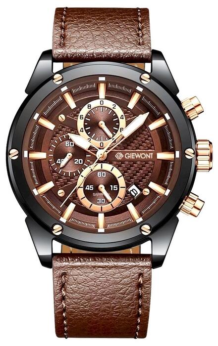 Giewont Vīriešu pulkstenis Chronograph Sapphire / melni brūns (GW8810-A3)