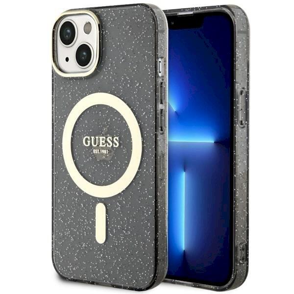 Guess GUHMP14SHCMCGK Glitter Gold MagSafe Защитный чехол для iPhone 14 / 15 / 13 6.1" / чёрный (GUHMP14SHCMCGK)