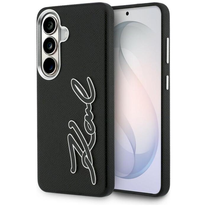 Karl Lagerfeld Grained Signature Metal Resin Logo Защитный чехол для Samsung Galaxy S26 / чёрный (KLHCS26SPGFKSRSK)