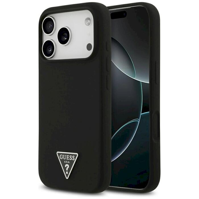 Case Guess Silicone Triangle Logo MagSafe Защитный чехол для iPhone 17 Pro Max / чёрный (GUHMP17XSCTRLMK)