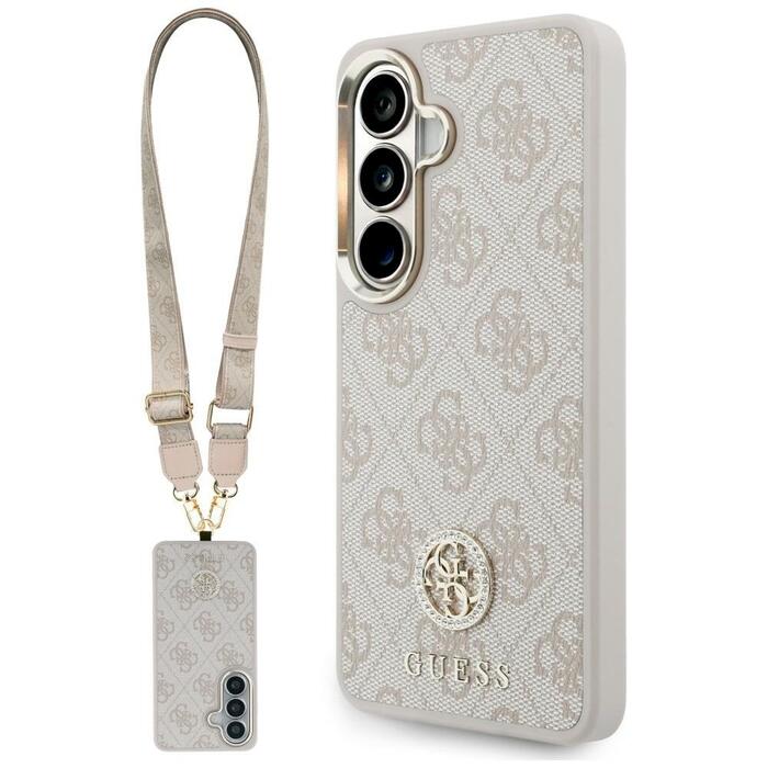 Guess 4G Big Rhinestone Triangle Strap MagSafe Защитный чехол для Samsung Galaxy S26 / розовый (GUHMS26SP4G4DCSP)