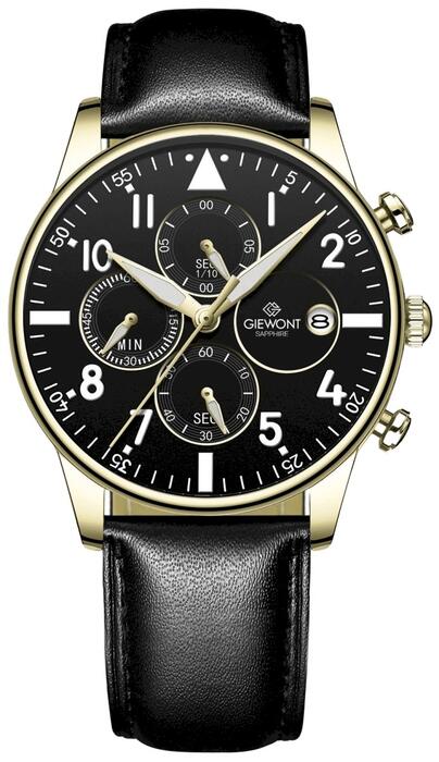 Giewont Chronograph Sapphire Vīriešu pulkstenis / melni zeltains (GW5630-A4)