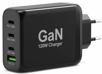 GaN Подача питания через порт и быстрая зарядка USB-C и USB-A мощностью 120 Вт зарядное устройство (900107-EU)