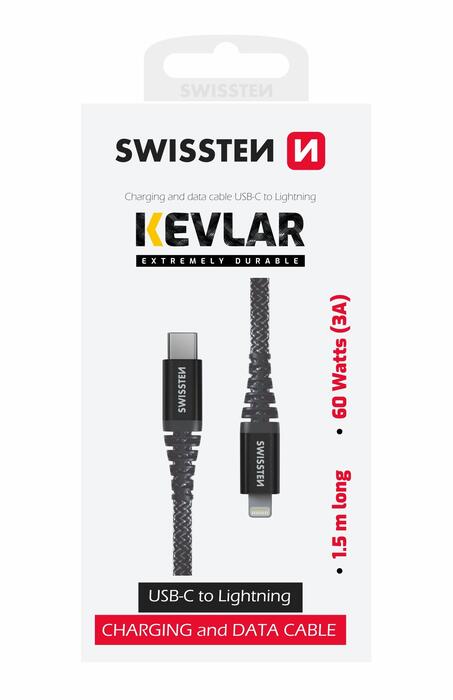 Swissten ARAMID REINFORCED Kabelis USB-C /