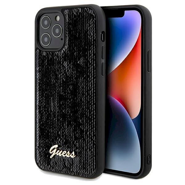 Guess GUHCP12MPSFDGSK Sequin Script Metal Защитный чехол для iPhone 12/12 Pro 6.1" / чёрный (GUHCP12MPSFDGSK)
