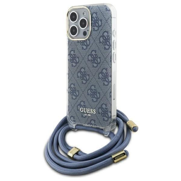 Guess GUHCP16XHC4SEB Hardcase Crossbody Cord 4G Print Защитный чехол для iPhone 16 Pro Max 6.9" / синий (GUHCP16XHC4SEB)