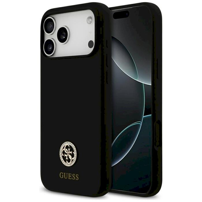 Guess Silicone Logo Strass 4G MagSafe Case Защитный чехол для iPhone 17 Pro Max / чёрный (GUHMP17XM4DGPK)