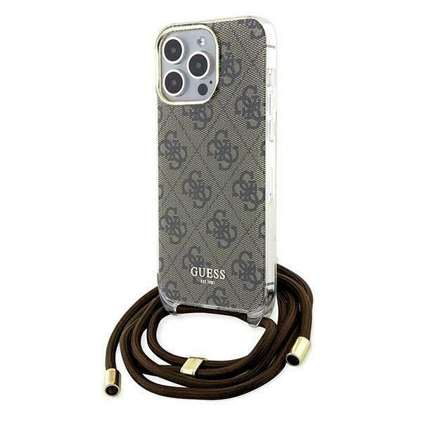 Guess GUHCP15LHC4SEW Hardcase Crossbody Cord 4G Print Защитный чехол для iPhone 15 Pro 6.1" / коричневый (GUHCP15LHC4SEW)