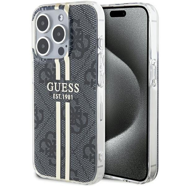 Guess GUHCP15LH4PSEGK Hardcase IML 4G Gold Stripe Защитный чехол для iPhone 15 Pro 6.1" / чёрный (GUHCP15LH4PSEGK)