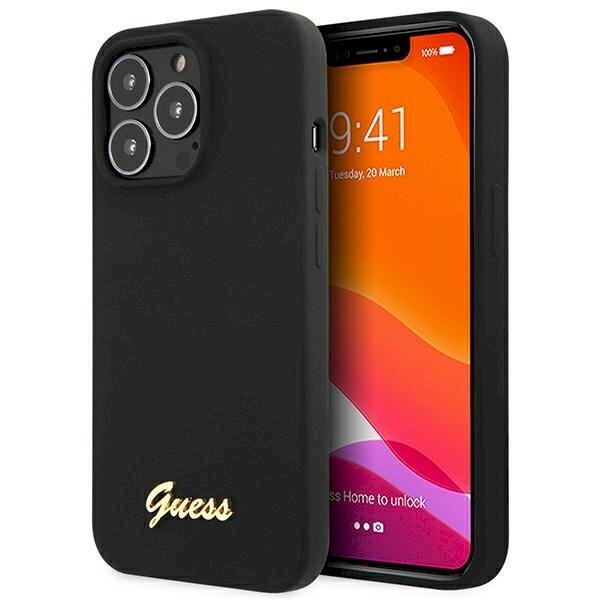 Guess GUHCP13XLSLMGBK Silicone Script Gold Logo
