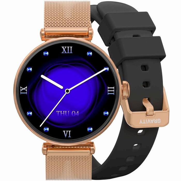 Smartwatch Gravity Viedpulkstenis / rozā zelts/melns