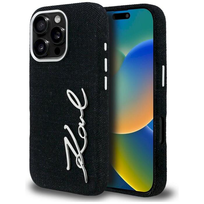 Karl Lagerfeld FW Jeans Signature Logo Защитный чехол для iPhone 16 Pro / чёрный (KLHCP16LPJFMSVK)
