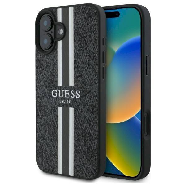 Guess GUHMP16SP4RPSK 4G Printed Stripes MagSafe Защитный чехол для iPhone 16 6.1" / чёрный (GUHMP16SP4RPSK)