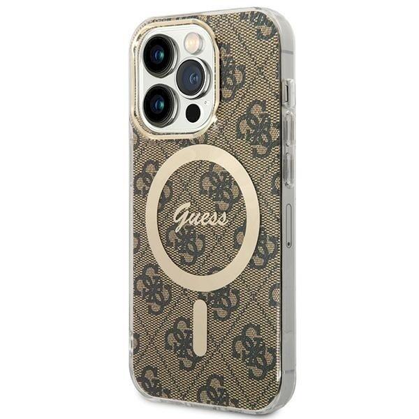 Guess GUHMP15LH4STW Hardcase IML 4G MagSafe Защитный чехол для iPhone 15 Pro 6.1" / коричневый (GUHMP15LH4STW)
