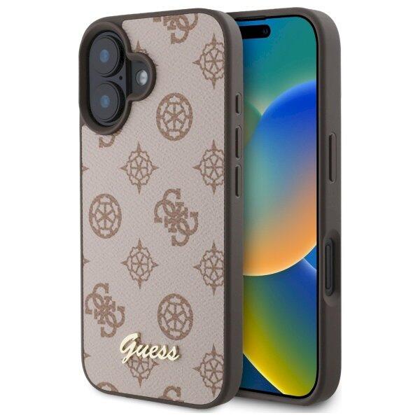 Guess GUHMP16SPGPYSW Peony Script MagSafe Защитный чехол для iPhone 16 6.1" / коричневый (GUHMP16SPGPYSW)
