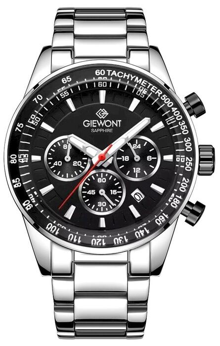 Giewont Chronograph Sapphire Vīriešu pulkstenis / sudraba/melns (GW9140-B1)