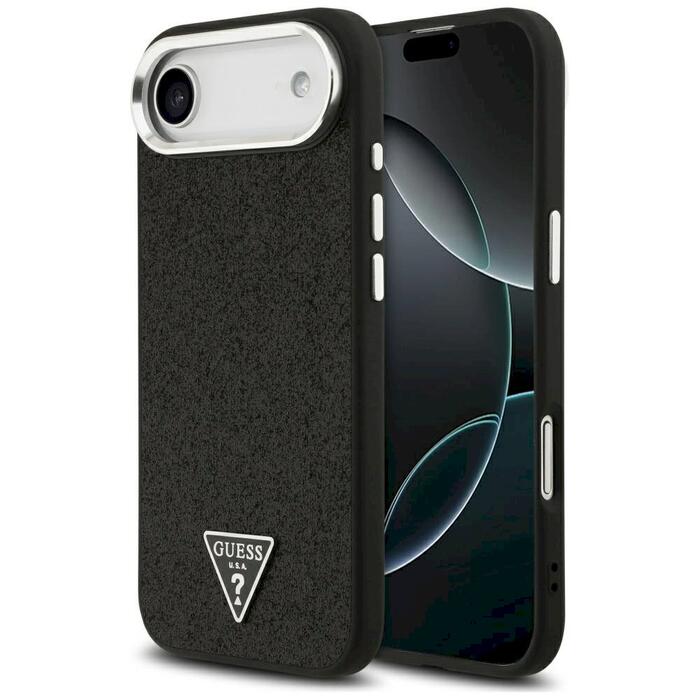 Case Guess Glitter Triangle Logo MagSafe Защитный чехол для iPhone Air / чёрный (GUHMP17MPFGTSCMK)