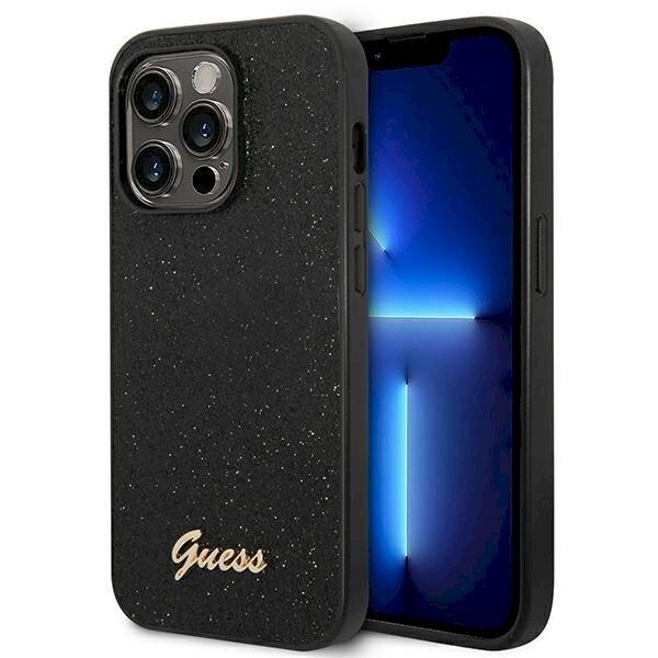 Guess GUHCP14LHGGSHK Glitter Script Защитный чехол для iPhone 14 Pro 6,1" / чёрный (GUHCP14LHGGSHK)