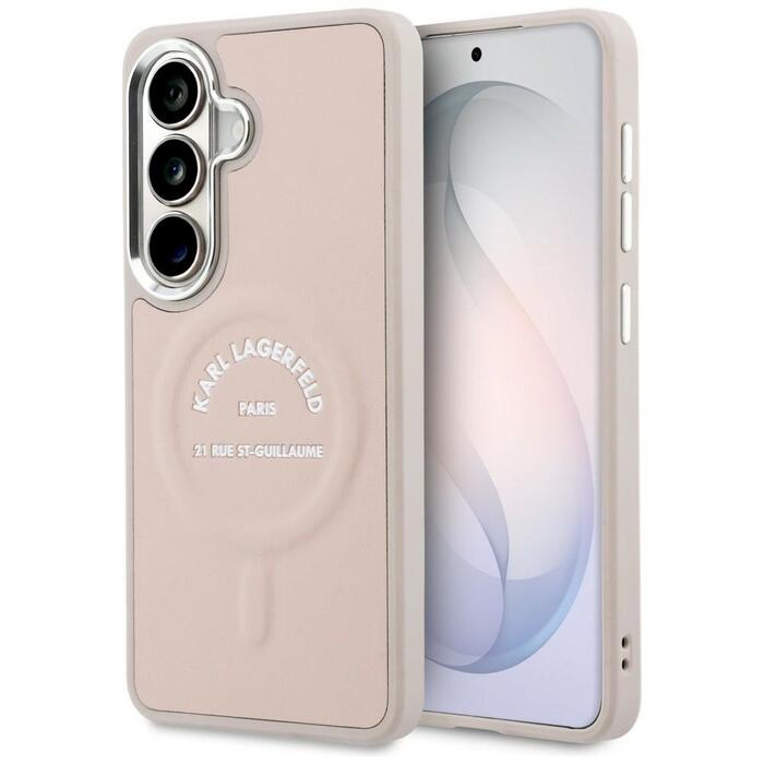 Case Karl Lagerfeld Embossed Ring RSG Logo MagSafe Защитный чехол для Samsung Galaxy S26 Plus / розовый (KLHMS26MPSKRSGEP)