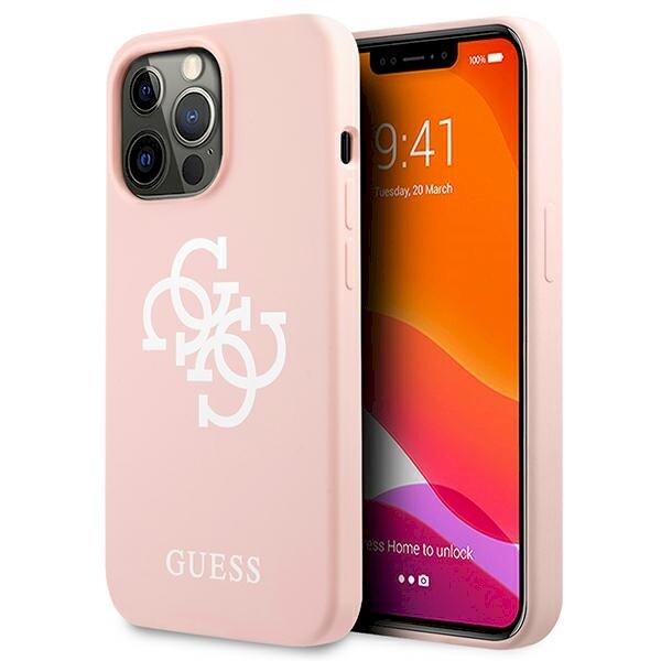 Guess GUHCP13XLS4GWPI Silicone 4G Logo Защитный чехол для iPhone 13 Pro Max 6,7" / розовый (GUHCP13XLS4GWPI)