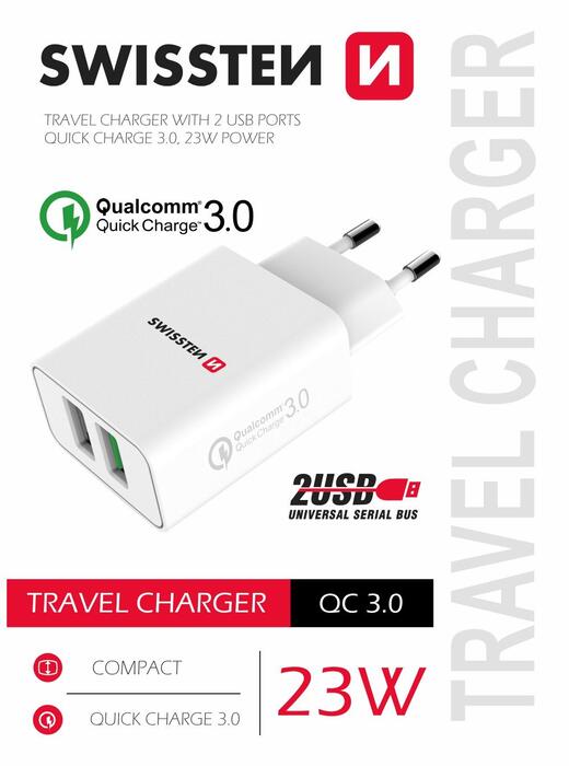 Swissten Premium Tīkla Lādētājs 2x USB
