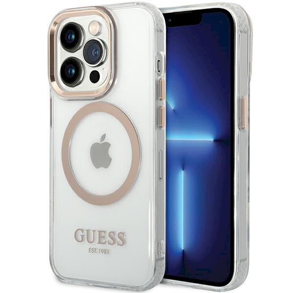 Guess GUHMP15SHTRMD Metal Outline Magsafe Hard Case Защитный чехол для iPhone 15 / 14 / 13 6.1" / золотой (GUHMP15SHTRMD)