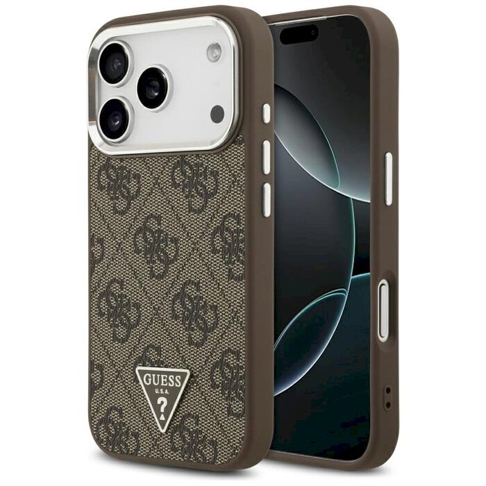 Case Guess 4G Triangle Logo MagSafe Защитный чехол для iPhone 17 Pro / коричневый (GUHMP17LP4TSRCMW)