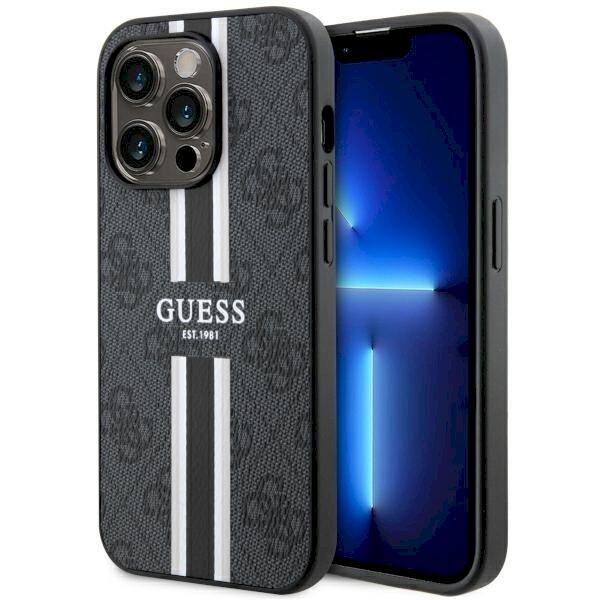 Guess GUHMP14LP4RPSK Hardcase 4G Printed Stripes MagSafe Защитный чехол для iPhone 14 Pro 6.1" / чёрный (GUHMP14LP4RPSK)