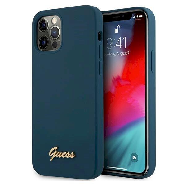 Guess GUHCP12LLSLMGBL Metal Logo Script Защитный чехол для iPhone 12 Pro Max 6,7" / синий (GUHCP12LLSLMGBL)