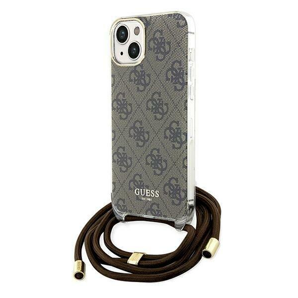 Guess GUHCP15SHC4SEW Crossbody Cord 4G Print Защитный чехол для iPhone 15 / 14 / 13 6.1" / коричневый (GUHCP15SHC4SEW)