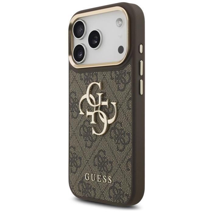 Guess 4G Big 4G Classic Logo Big Strap Metal Buttons Case for iPhone 17 Pro Коричневый (GUHCP17LP4G4BCSW)