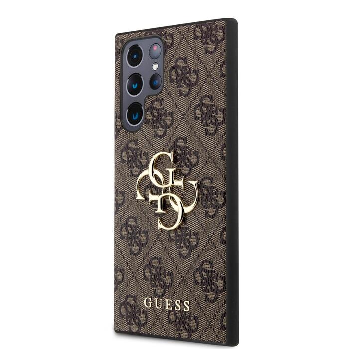 Guess PU 4G Metal Logo Case Защитный чехол для Samsung Galaxy S24 Ultra / коричневый (GUHCS24L4GMGBR)
