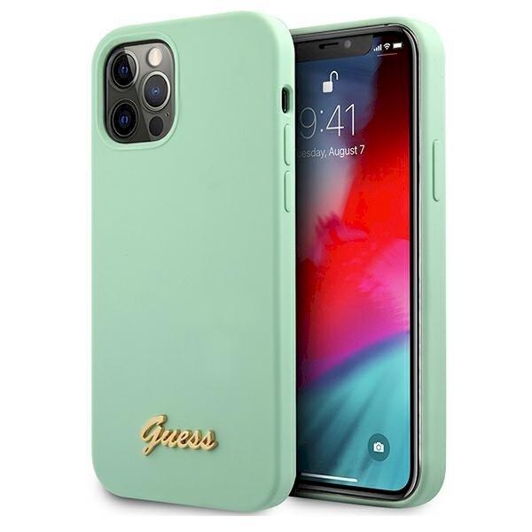 Guess GUHCP12LLSLMGGN Metal Logo Script Защитный чехол для iPhone 12 Pro Max 6,7" / зелёный (GUHCP12LLSLMGGN)