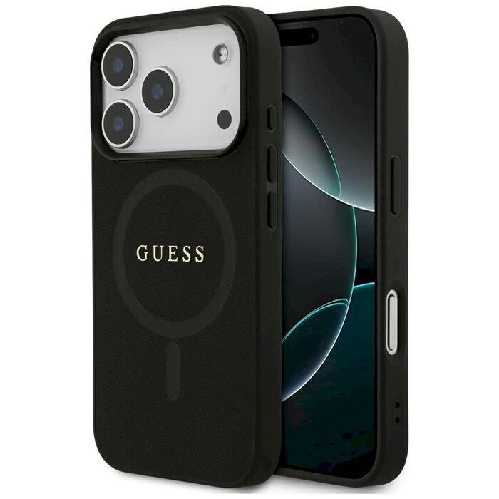 Guess Saffiano Classic Logo MagSafe Защитный чехол для iPhone 17 Pro / чёрный (GUHMP17LPSAHMCK)
