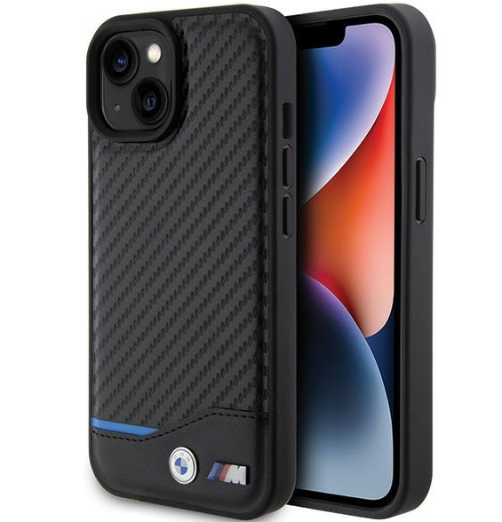 BMW PU Carbon Case Защитный Чехол для Apple iPhone 15 Plus (BMHCP15M22NBCK)