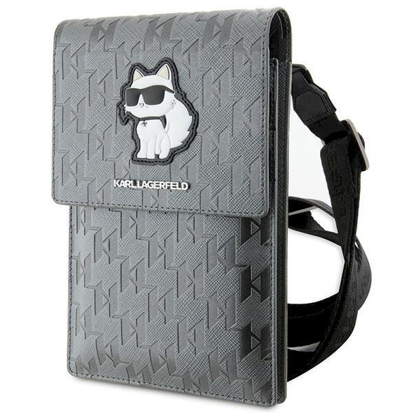 Karl Lagerfeld Torebka KLWBSAKHPCG Saffiano Monogram Choupette Telefona maciņš / sudraba (KLWBSAKHPCG)